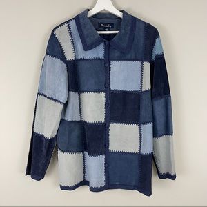 Denim & Co. Suede Leather Patchwork Jacket